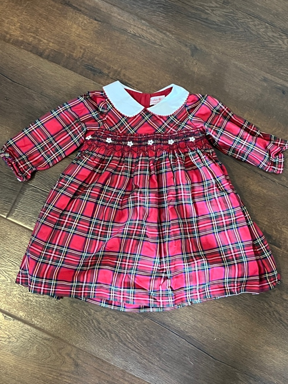 Confiture Trotters London Red Plaid Toddler Dress with White Peter Pan Collar